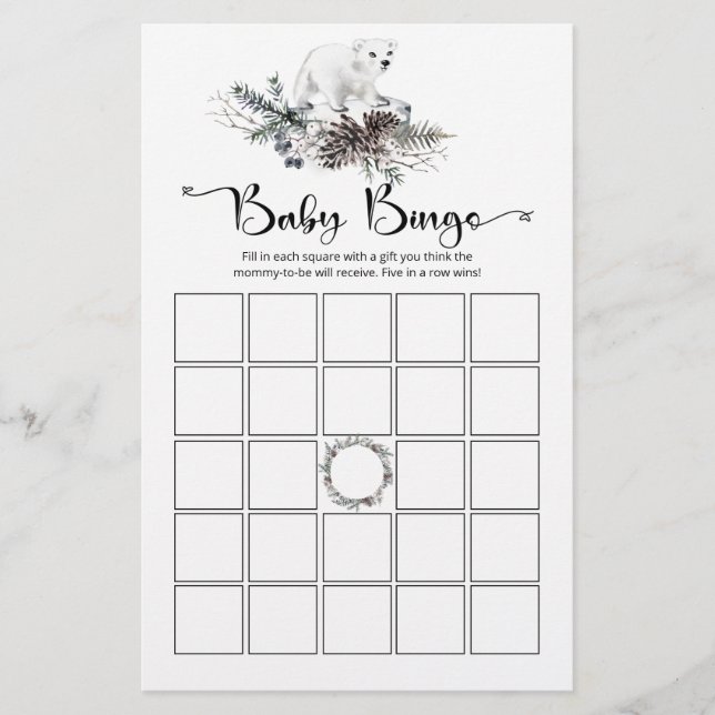 Baby shower d'hiver baby bingo jeu (Devant)