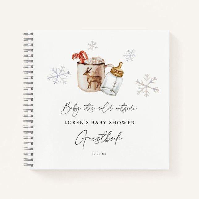 Baby shower d'hiver Chocolat chaud Livre d'or (Devant)