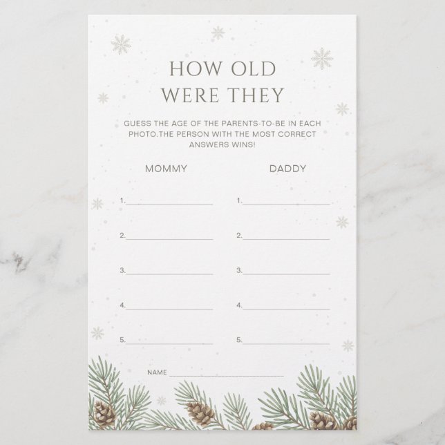 Baby shower D'Hiver Comme Ils Étaient Vieux (Devant)