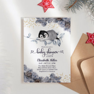 Baby shower d'hiver de Pingouin endormi