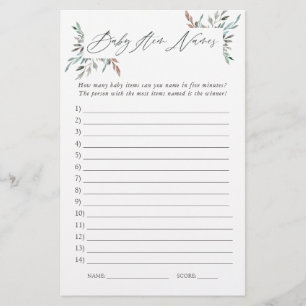 Baby shower d'hiver de verdure rustique Noms d'art