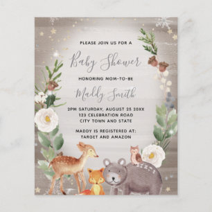 Baby shower d'hiver des animaux des bois mignons
