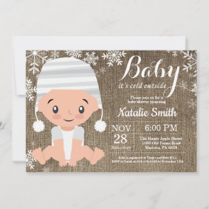 Baby shower d'hiver Invitation Burlap