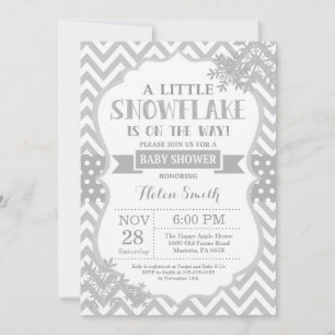 Baby shower d'hiver Invitation Flocon de neige gri