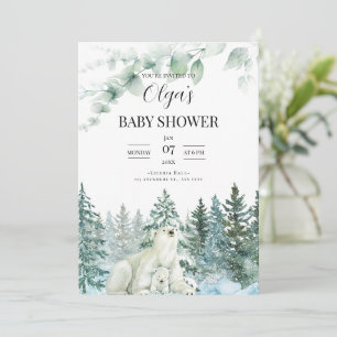 Baby shower d'hiver invitation Mama Bear Baby Show