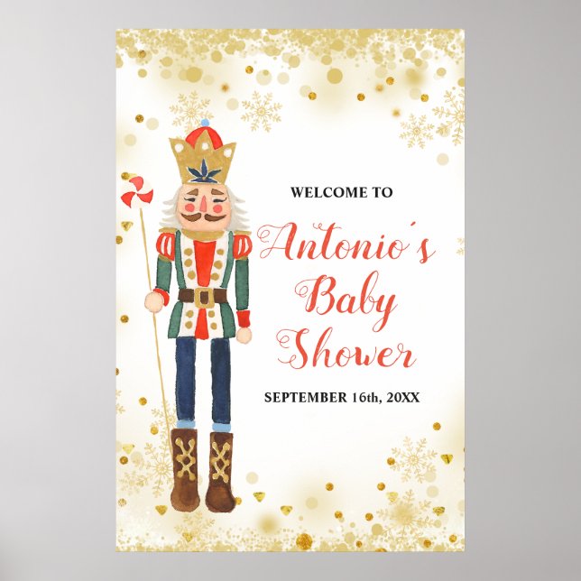 Baby shower d'hiver Nutcracker Affiche de bienvenu (Devant)