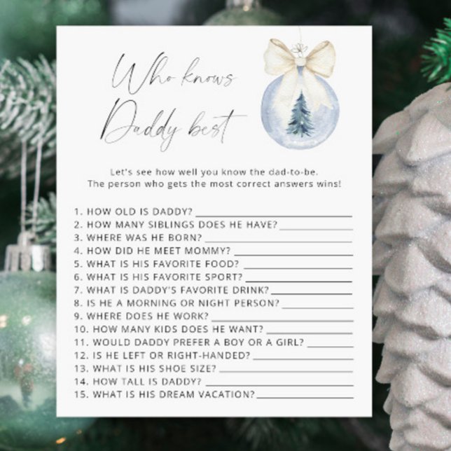 Baby shower d'hiver Qui connaît papa meilleur jeu (Créateur téléchargé)