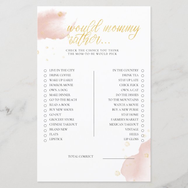 Baby shower D'Hiver Rose Jeu Plutôt Maman (Devant)