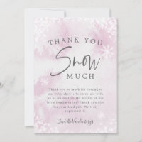 Baby shower d'hiver rose Merci neige beaucoup cart