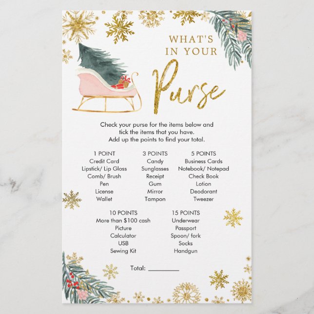 Baby shower D'Hiver Rose Sleigh Quoi Dans Votre Po (Devant)