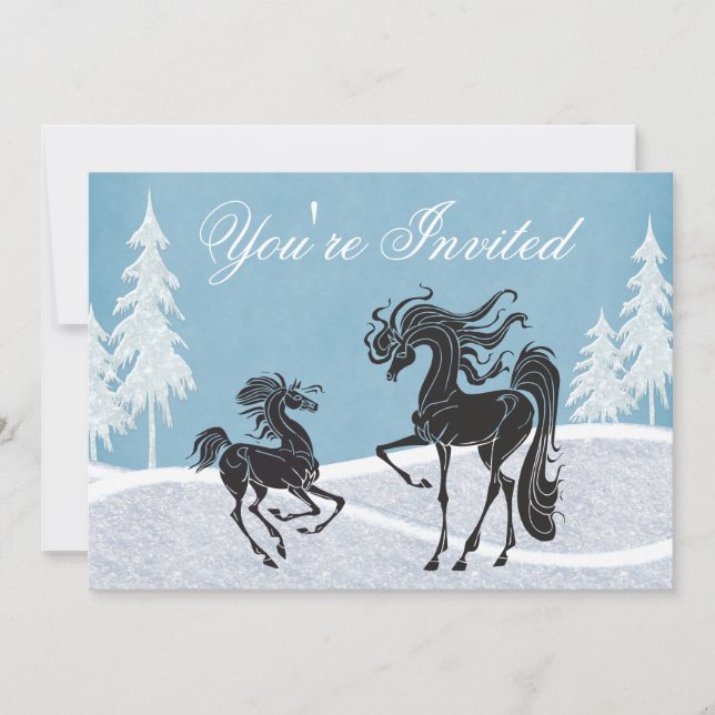 Baby shower d'hiver Silhouette Horse Invitation (Devant)