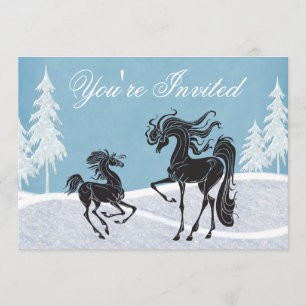 Baby shower d'hiver Silhouette Horse Invitation