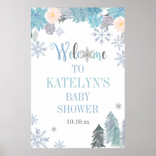 Baby shower d'hiver Snowflake Affiche de bienvenue