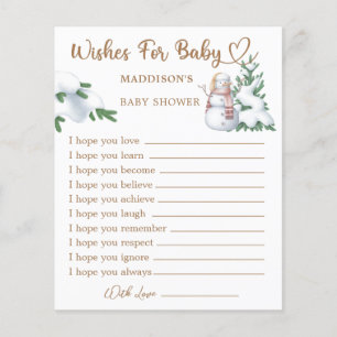 Baby shower d'hiver Voeux pour la carte bébé