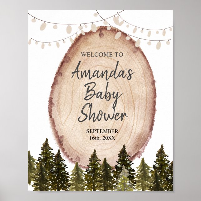Baby shower d'hiver Woodland Affiche de bienvenue  (Devant)