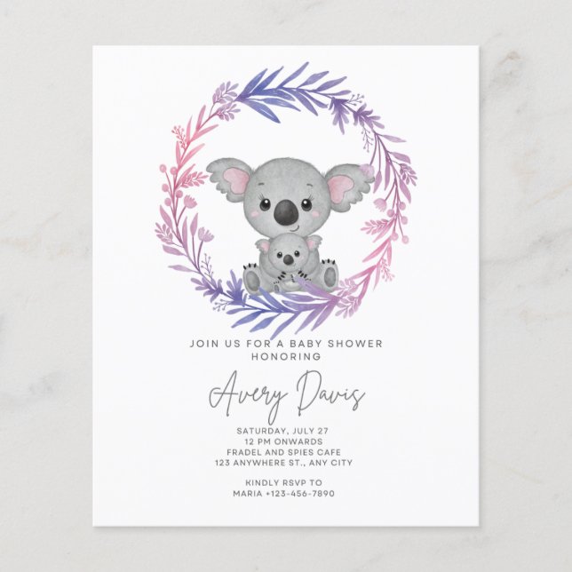 baby shower d'invitation maman animal (Devant)