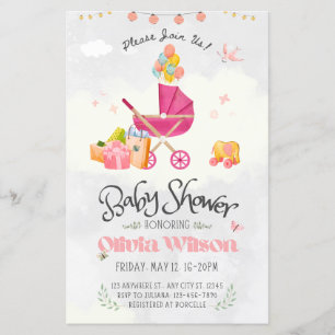 baby shower d'invitation, petite fille