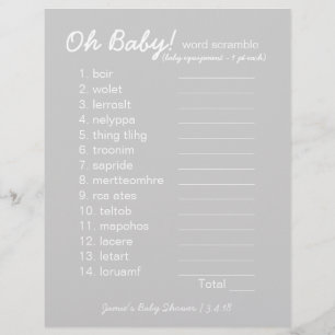Baby shower do-it-yourself - Jeu Word Scramble - g