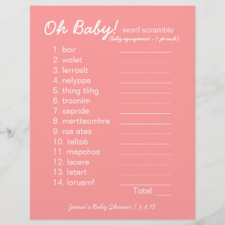 Baby shower do-it-yourself - Jeu Word Scramble - r