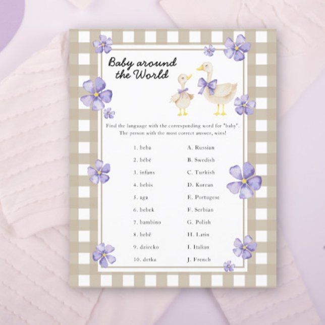 Baby shower d'oie - bébé dans le monde jeu (Créateur téléchargé)