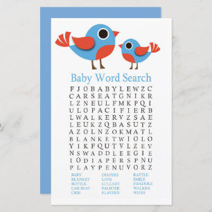 Baby shower d'oiseau Mot de recherche Jeu