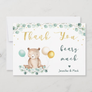 Baby shower d'or de l'ours vert Merci