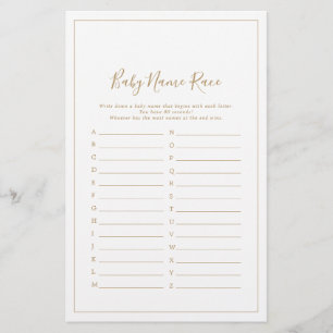 Baby shower d'or minimaliste Nom de la race Jeu