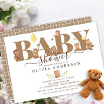 Baby shower d'ours au miel mignon Invitation<br><div class="desc">Baby shower mignon avec d'adorables nounours de couleur d'eau avec le mot BABY en brun et une ruche d'abeilles et de minuscules abeilles. Retournez notre conception pour voir notre coordination de retour.</div>
