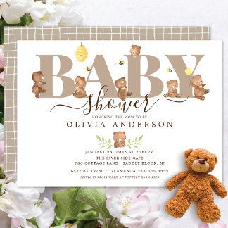 Baby shower d'ours au miel mignon Invitation