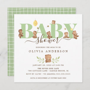 Baby shower d'ours au miel mignon Invitation