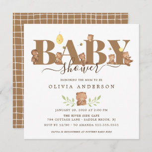 Baby shower d'ours au miel mignon Invitation