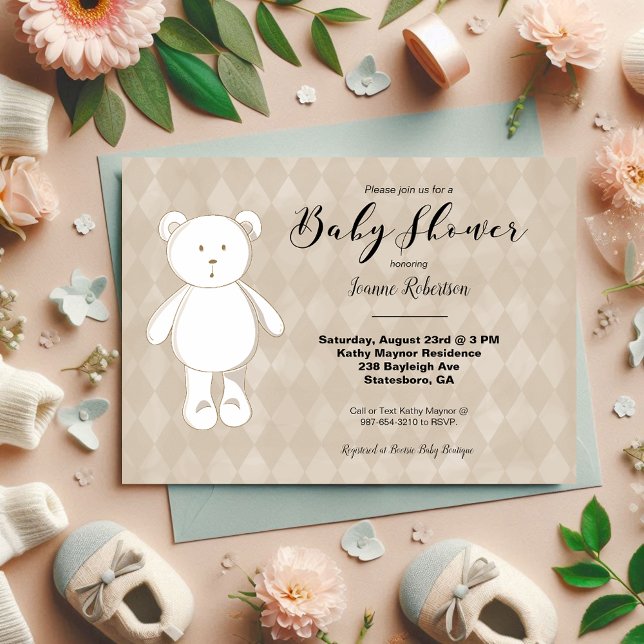 Baby shower d'ours en peluche mignon | Jacquard Ta (Créateur téléchargé)