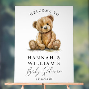 Baby shower d'ours en peluche mou Affiche de bienv