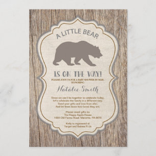 Baby shower d'ours rustique par invitation par cou