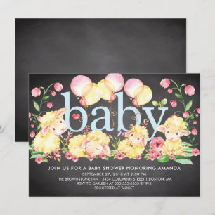 Baby shower doux petit agneau invitation