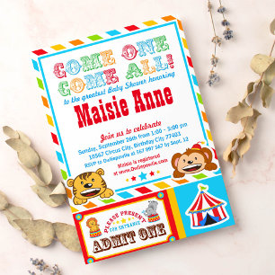 Baby shower du Carnaval de cirque Invitation