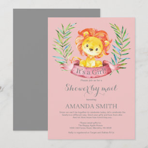 Baby shower du lion féminin par invitation postale