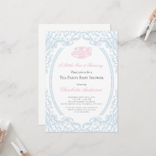 Baby shower du Tea Party Toile de Jouy Invitation