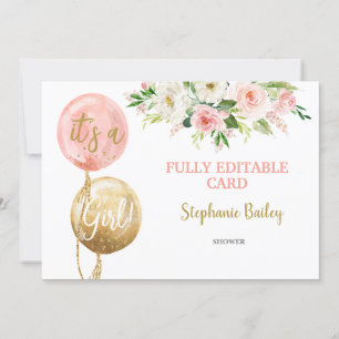 Baby shower Editable fille invitation