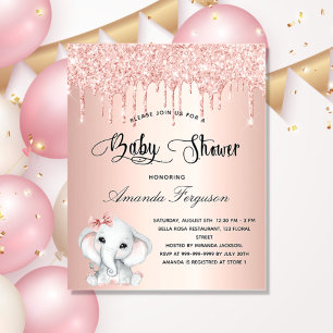 Baby shower éléphant blush rose invitation fille