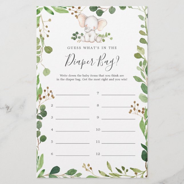 Baby shower éléphant Devinez ce qu'il y a dans le  (Devant)