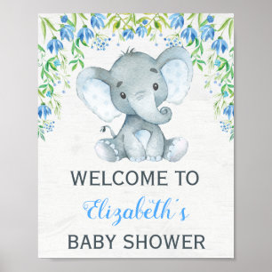 Baby shower éléphant garçon Affiche de bienvenue F
