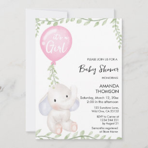 Baby shower Eléphant mignon Invitation