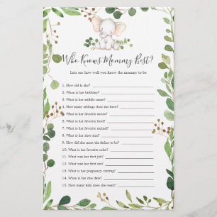 Baby shower éléphant qui connaît maman mieux