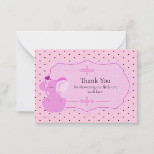 Baby shower Eléphant Rose Merci Cartes