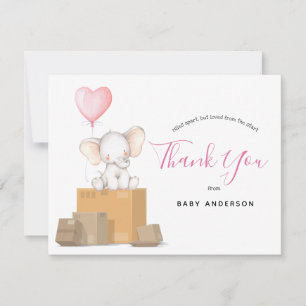 Baby Shower Eléphant Rose Remerciement par la Post