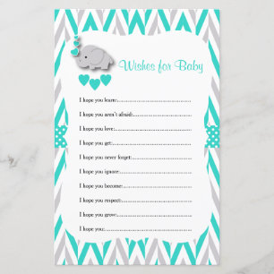 Baby shower Eléphant Turquoise & Grey - Wish