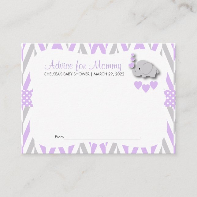Baby shower Eléphant Violet Et Gris Sm - Conseil (Devant)