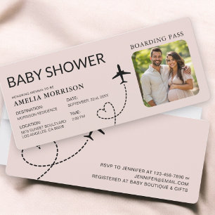 Baby shower Embarquement Pass Avion Girl rose