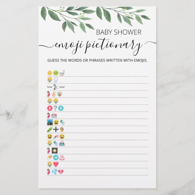 Baby shower Emoji Pictionary avec Réponse jeu (Devant)